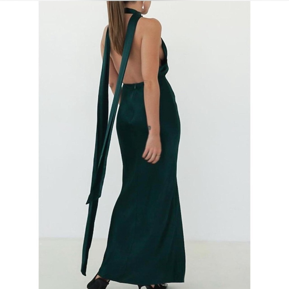 Elegant Green Halter Neck Dress by Rumored size small pine NWT prom HOCO formal - Picture 2 of 3
